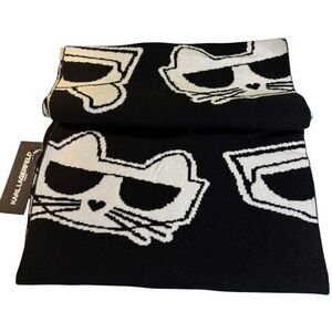 Karl Lagerfeld Paris XoXo Black & White Cat Design Unisex Scarf